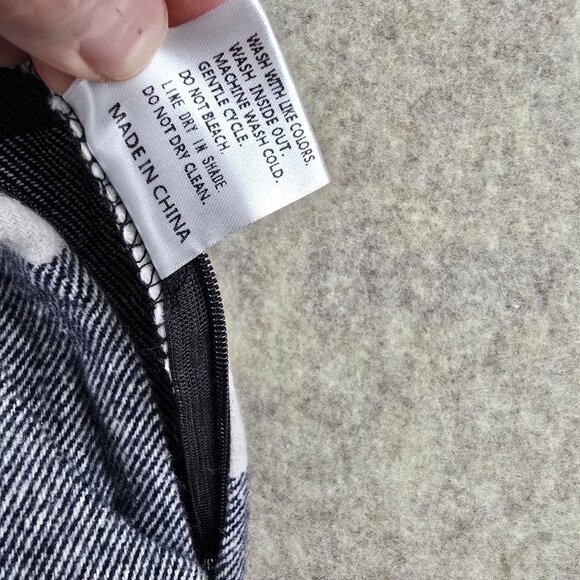 Plaid Polyester Checkered Pants Navy Blue/Brown Colorway Wide Leg Zip Closure - Picture 6 of 8